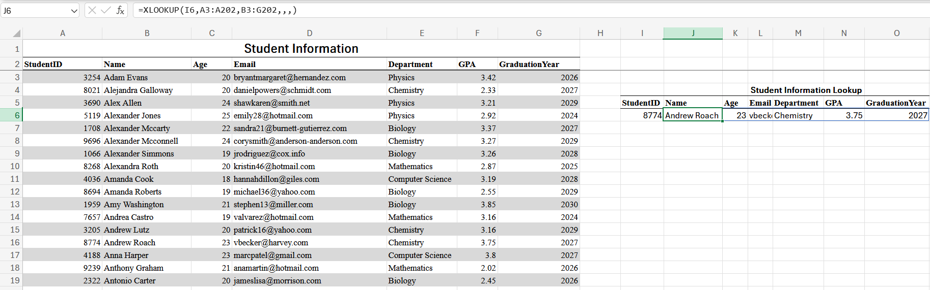 How to use Xlookup in Excel to make dynamic cells?