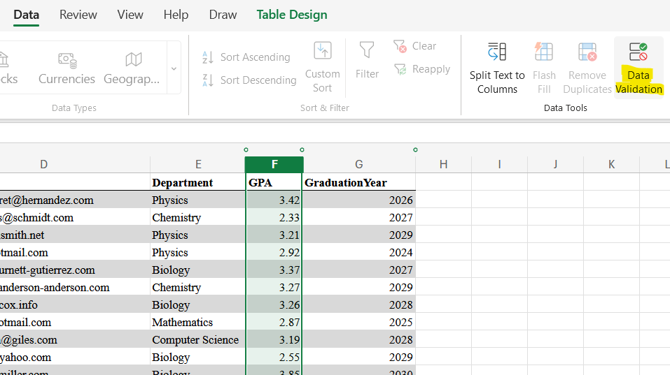 GPA Data Validation